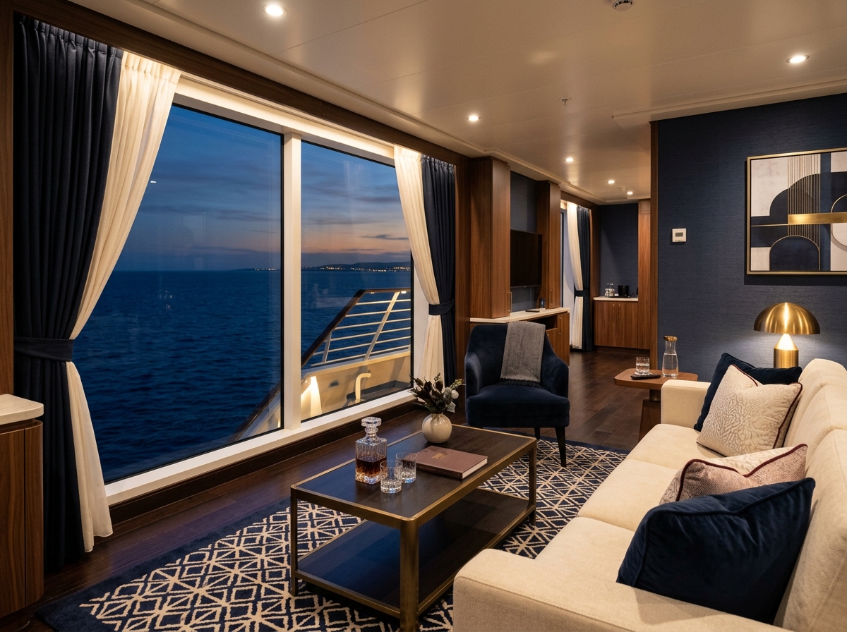 Ocean-View Suites aboard a luxury cruise ship
